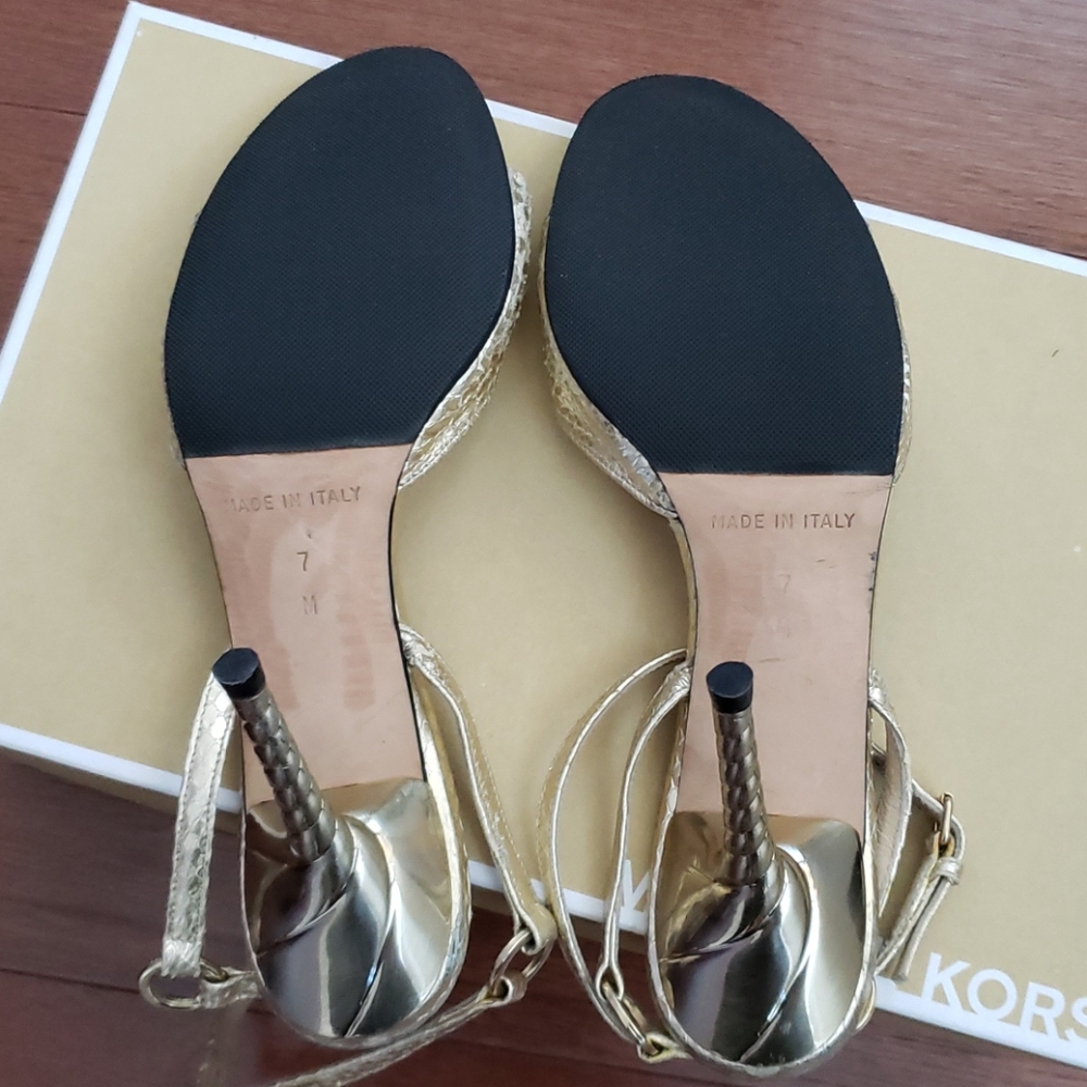 Michael Kors Gold Ankle Wrap Sandals - Picture 6 of 6